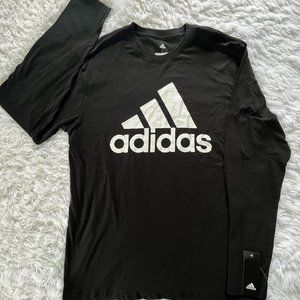 NWT Large Mens Gray Adidas Long Sleeve White Logo